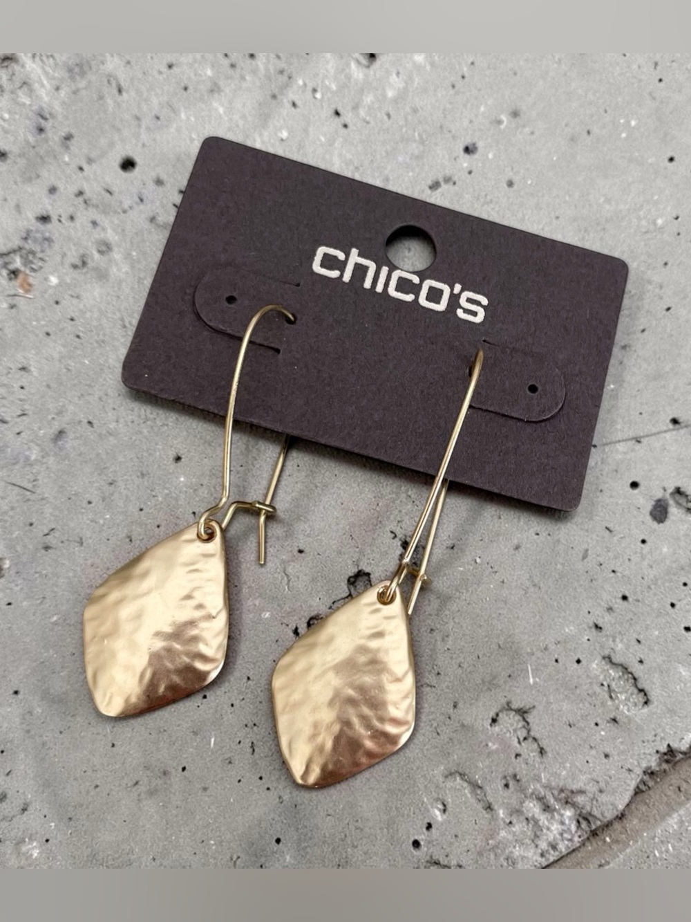 Chico's Gold Hammered Drop Earrings